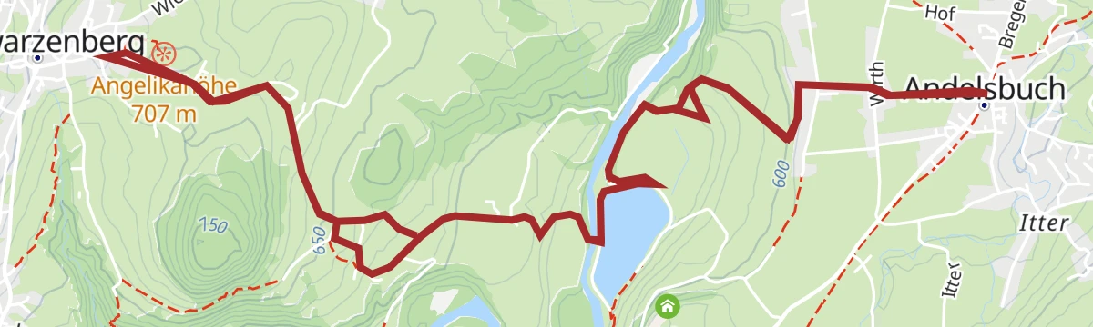 Route map: Schwarzenberg | Von Schwarzenberg zum Werkraum Haus in Andelsbuch
